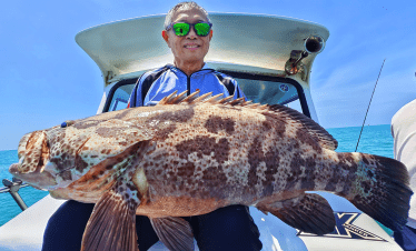 Pontian shipwreck giant grouper fish, caught using octopus bait and heavy jig head